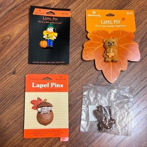 Hallmark Fall Theme Lapel Pins Vintage Lot of 4 NIP